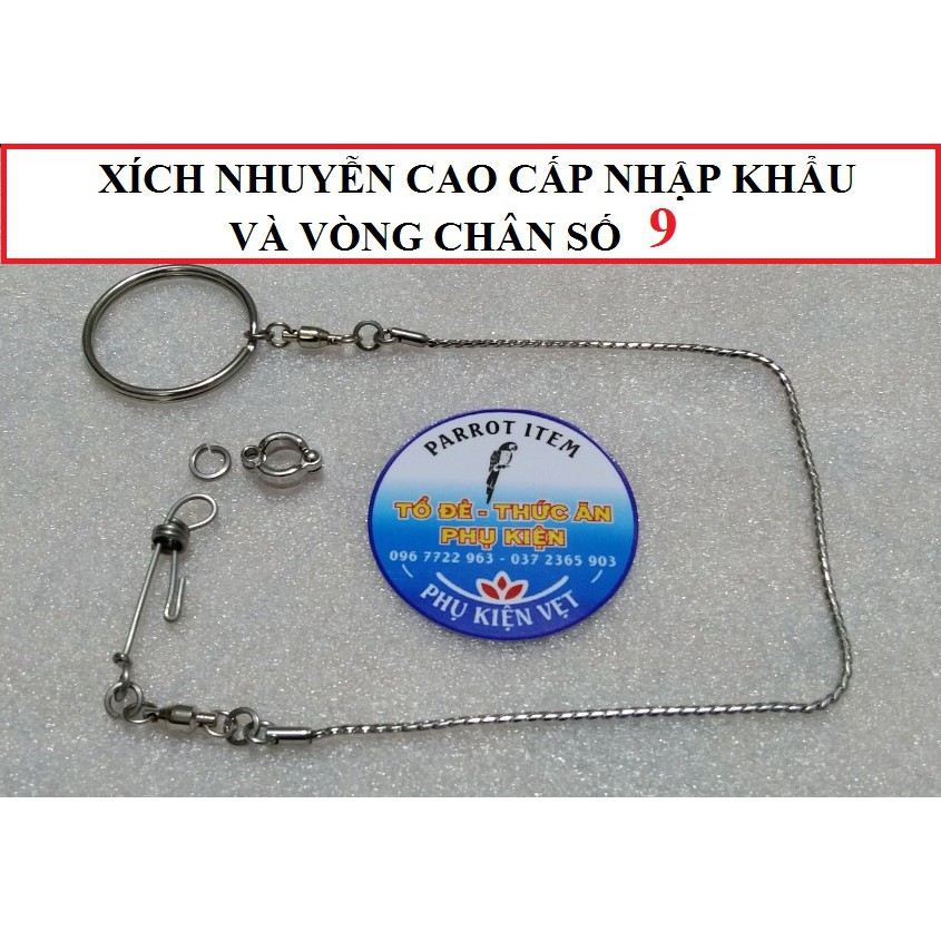 1 BỘ XÍCH NHUYỄN CAO CẤP (DÀY 0.8CM) NHẬP KHẨU VÀ VÒNG CHÂN CHO TẤT CẢ CÁC DÒNG VẸT,YẾN PHỤNG,LB,COCK,SUN