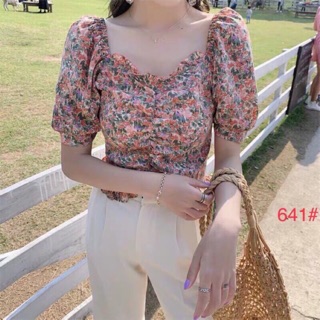 Áo kiểu hoa nhí nhún hàng qc siêu đẹp khách nhe ( hình thật kèm video )