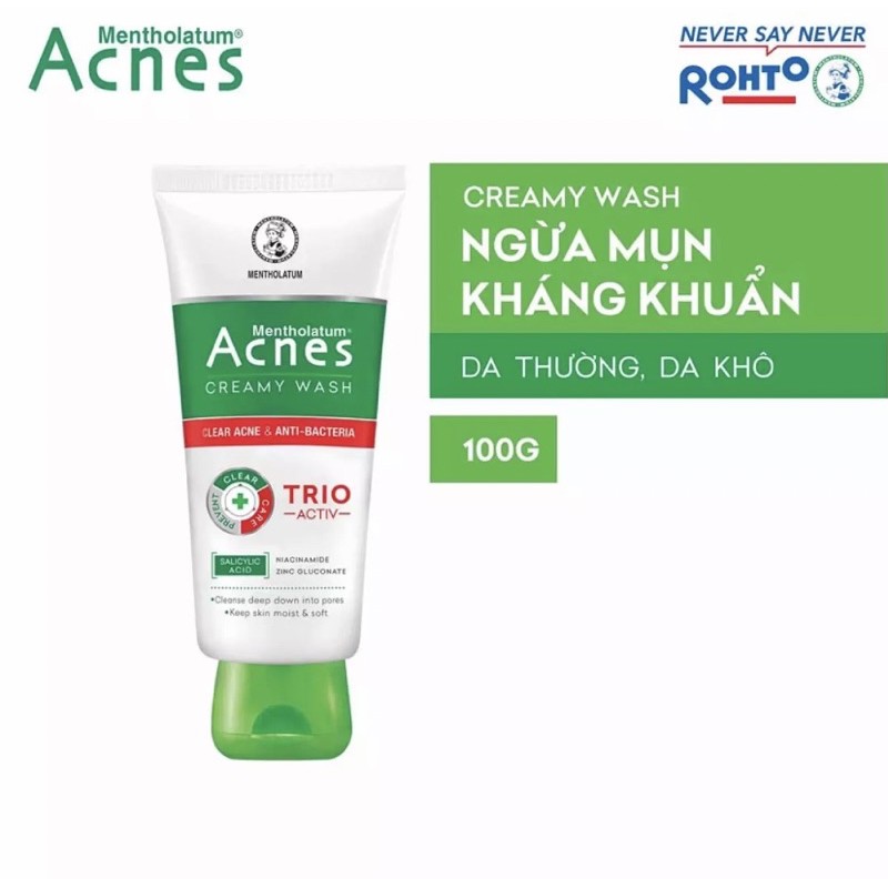 Kem rửa mặt ngăn ngừa mụn Acnes Creamy Wash 100g