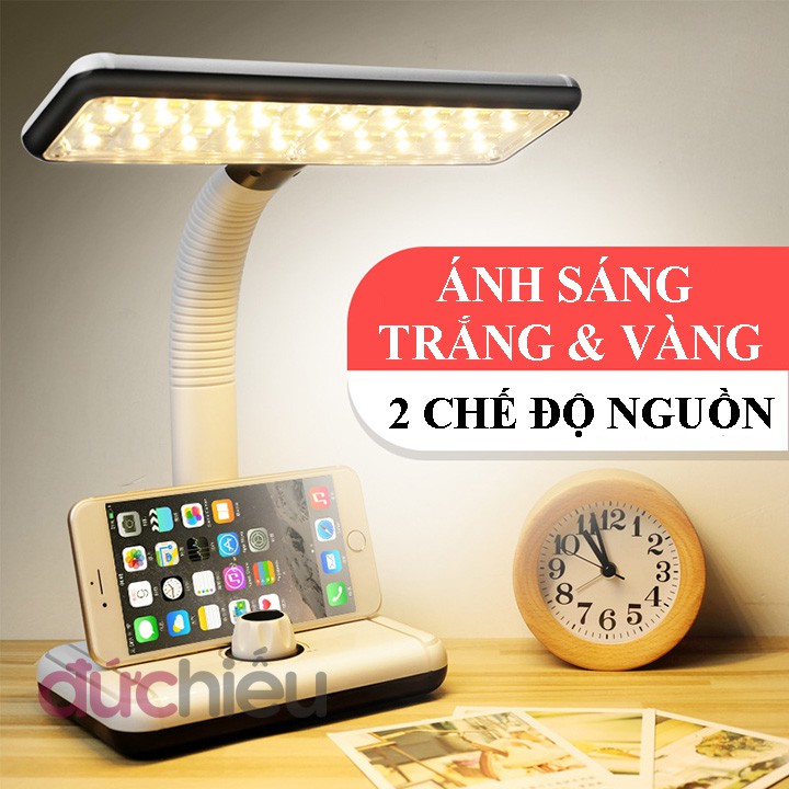 Đèn học để bàn 3 chế độ sáng trắng và vàng kết hợp 2 chế độ nguồn, đèn bàn học sinh | Đức Hiếu Shop