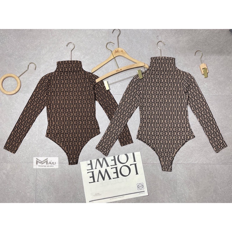 Áo bodysuit hoạ tiết cổ lọ