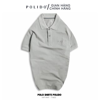 Áo Polo Nam Trơn Thêu Chữ POLIDO Màu Xám Nhạt Vải Cotton Co Giãn Form Slimfit - POLIDO MALL