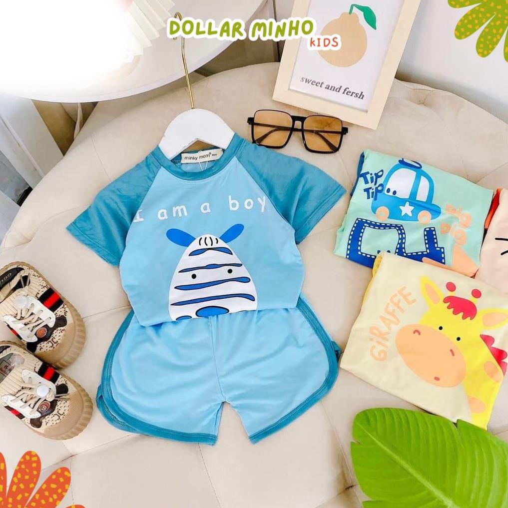 Bộ ngắn tay thun lạnh Mickey Noel Minky Mom cho bé trai bé gái từ 7-32kg