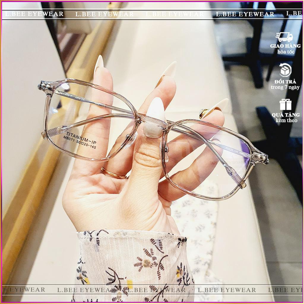 Mắt kính nam nữ vuông L.BEE EYEWEAR, gọng kính TITANIUM cao cấp chống ánh sáng xanh MSP.80L71