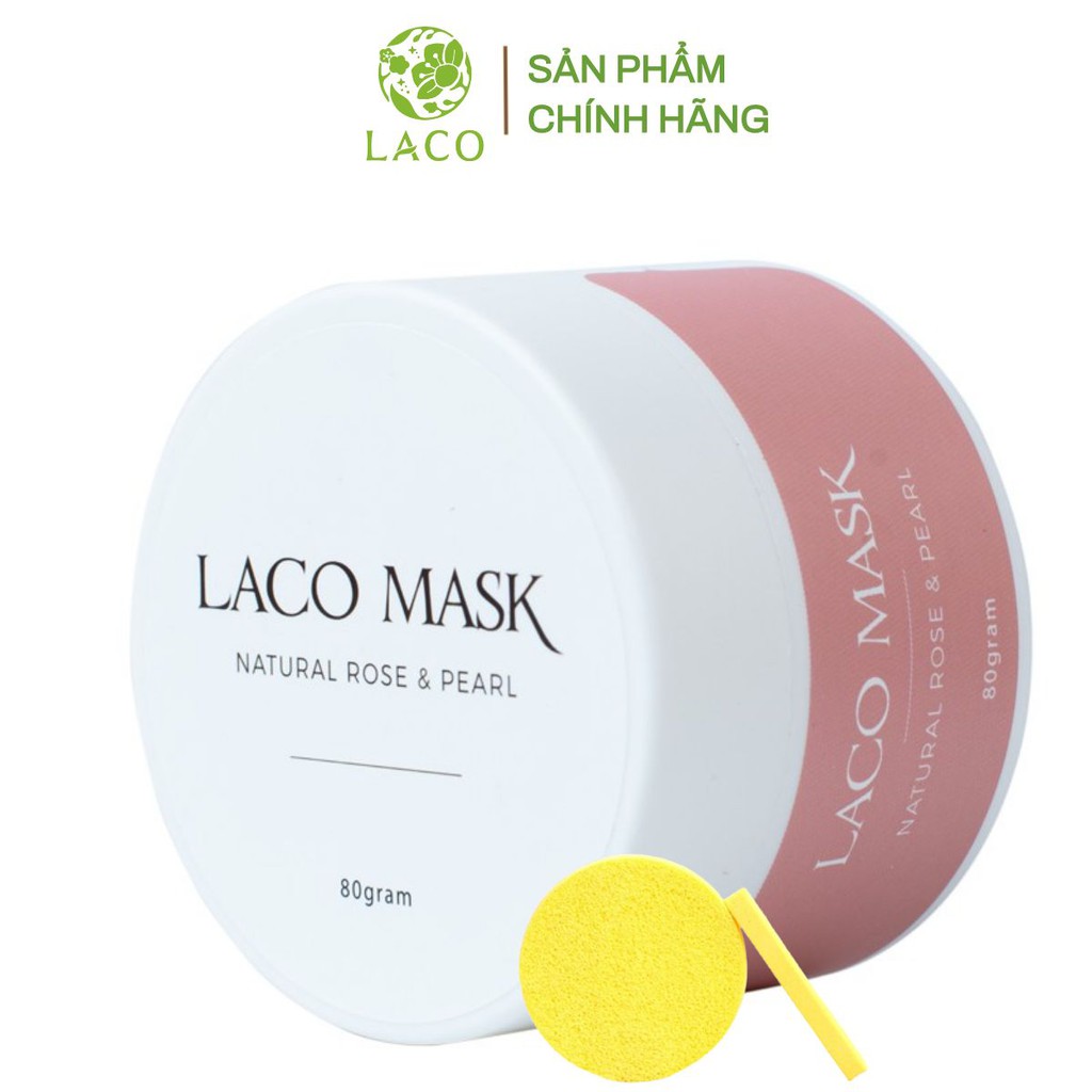 Combo Mặt nạ dưỡng da LACO MASK 80G giúp làn da trắng hồng mịn màng + 12pcs bông nở rửa mặt LACO