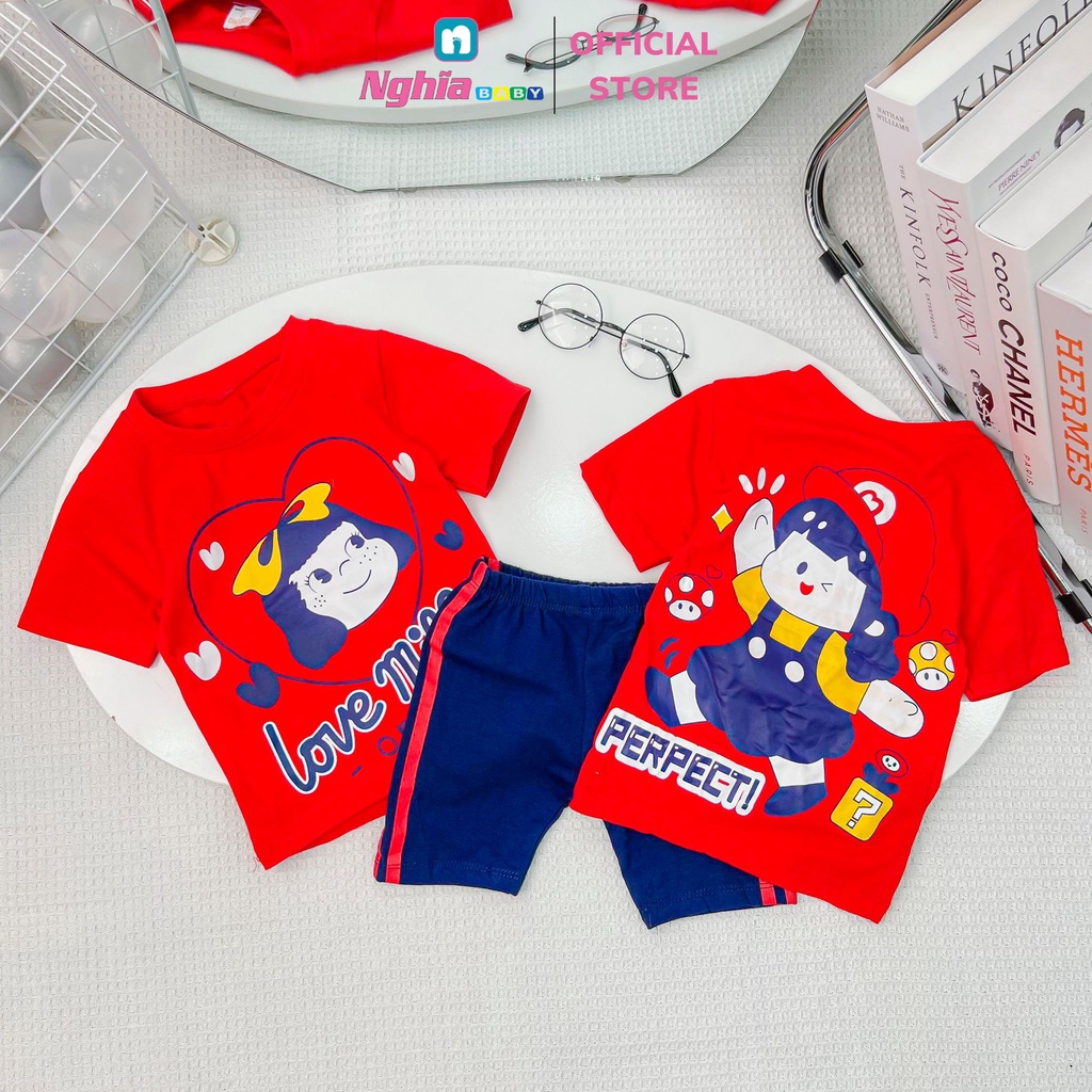 Đồ bộ bé gái quần lửng thun cotton NGHĨA BABY dành cho bé mặc nhà mùa hè