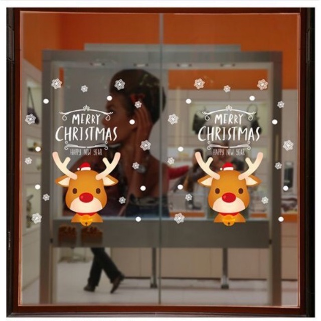 Decal dán tường Noel - Nai Nâu xinh xắn