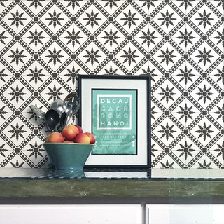 Decal gạch bông set màu ĐEN TRẮNG