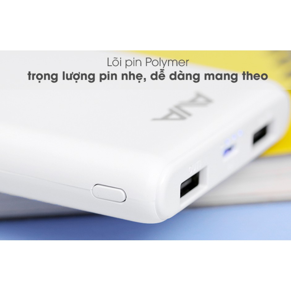 🔥TẶNG DÂY SẠC🔥 Pin sạc dự phòng Polymer 10.000mAh AVA PJ JP196 Đen💦CHÍNH HÃNG