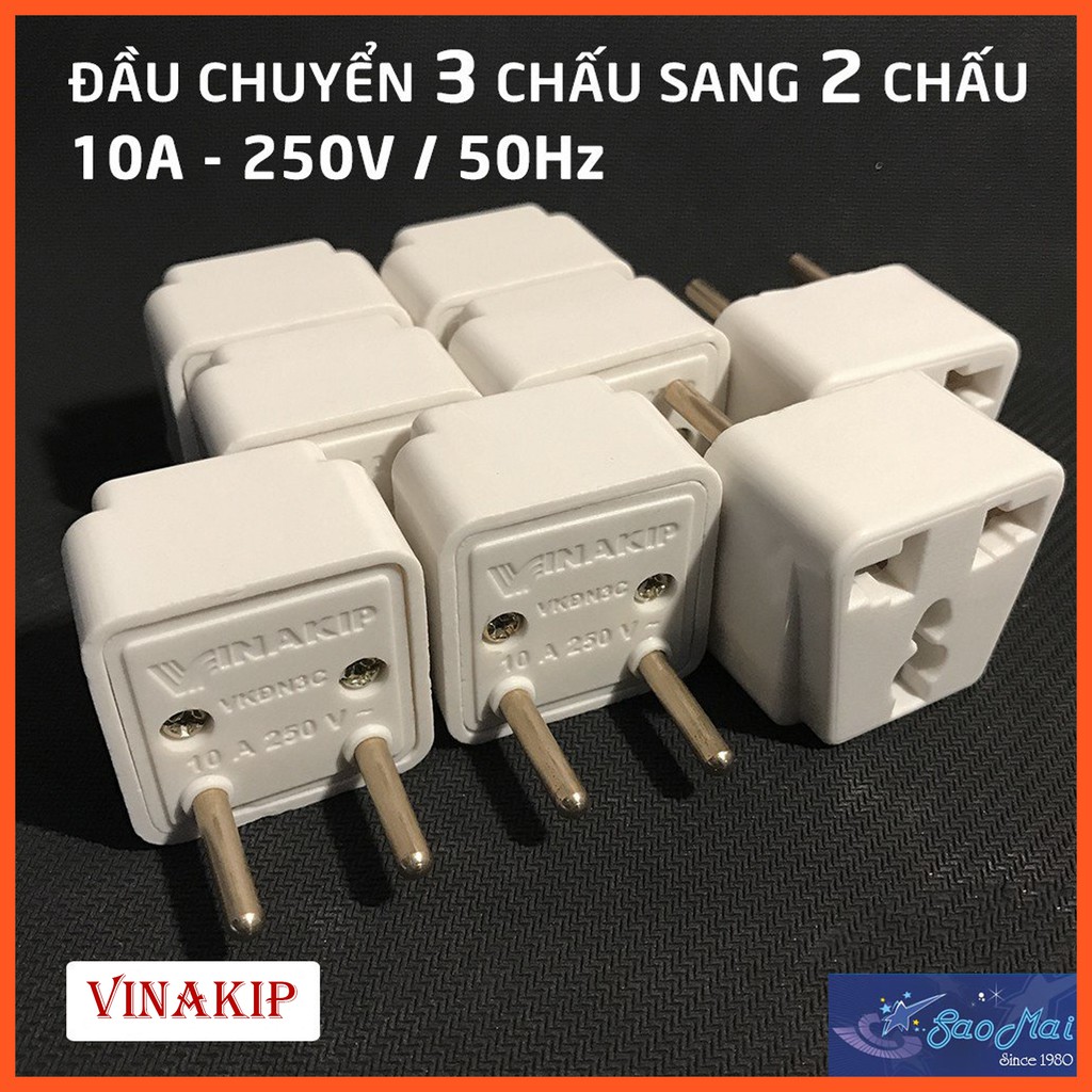 Phích cắm 3 chấu sang 2 chấu đa năng 10A/250V