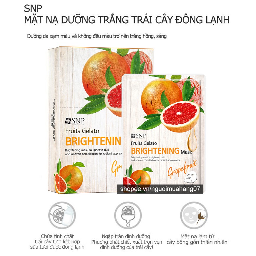 Mặt Nạ Dưỡng Trắng Da Tinh Chất Bưởi SNP Fruits Gelato Brightening Mask