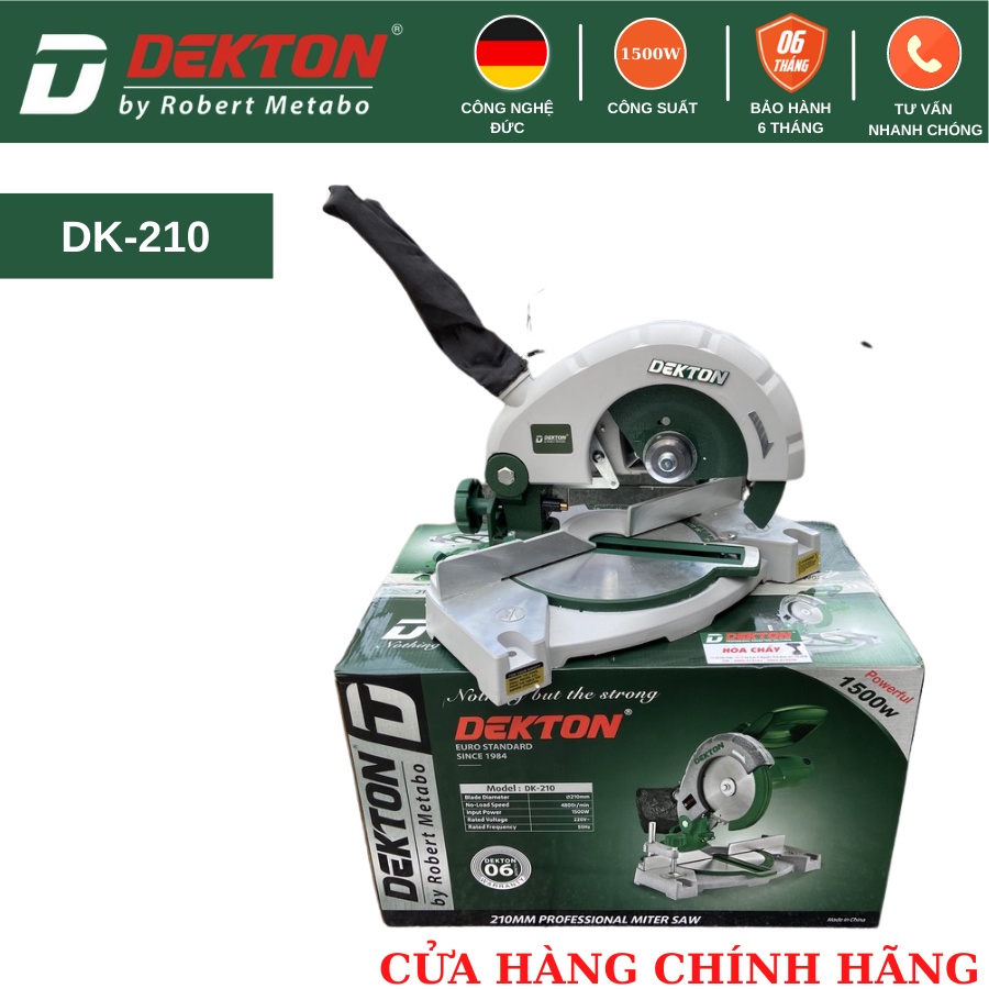 Máy cắt nhôm gỗ sắt để bàn mini đa góc có laze lưỡi 210mm Dekton, Model: DK-210 tặng kèm lưỡi cắt nhôm 210mm 80 răng
