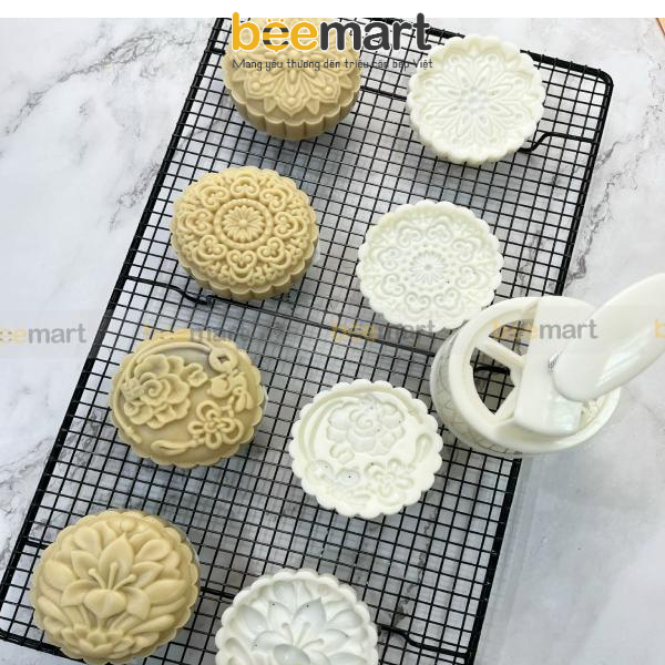 Khuôn trung thu 200g 4 mặt Hoa mẫu đơn