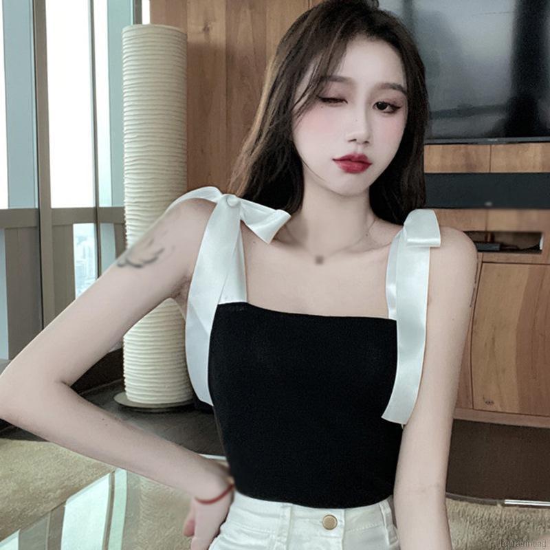 Áo Lửng Hai Dây Thắt Nơ Xinh Xắn Cho Nữ