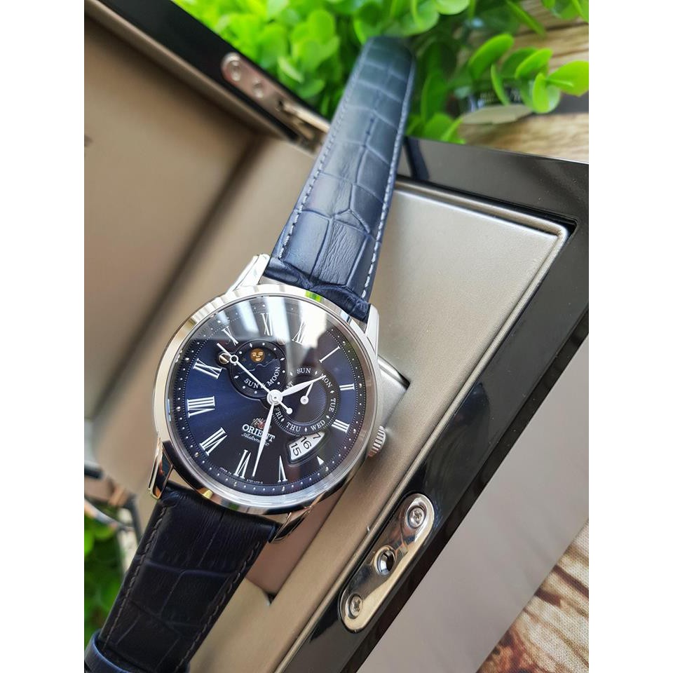 Đồng hồ nam Orient Sun and Moon Gen 2 màu xanh Navy Đường kính 42mm