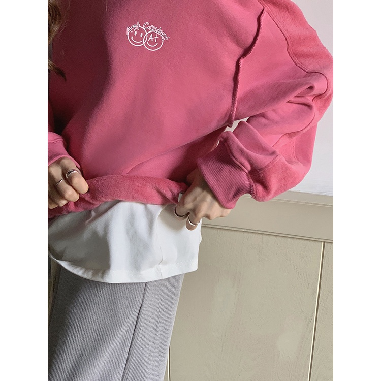 Áo nỉ Sweater nữ Cao cấp Chui đầu Thu Đông cổ tròn Form rộng Ulzzang Hàn Quốc | BigBuy360 - bigbuy360.vn