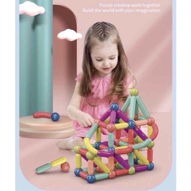 Bộ đồ chơi nam châm xếp hình thông minh MAGNETIC Stick cao cấp, Lego thông minh, Phát triển trí tuệ