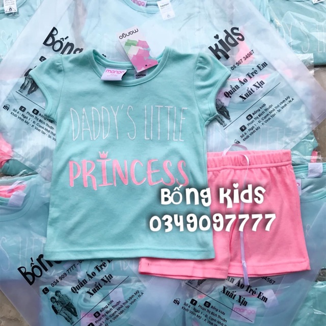 Bộ Hè Bé Gái Princess Xanh Mint