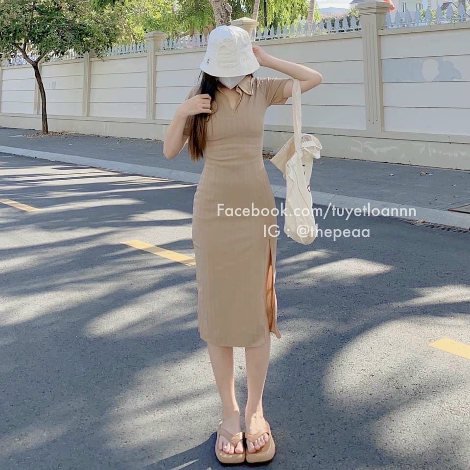 Đầm ôm body sọc,đầm xẻ tà tôn dáng | BigBuy360 - bigbuy360.vn