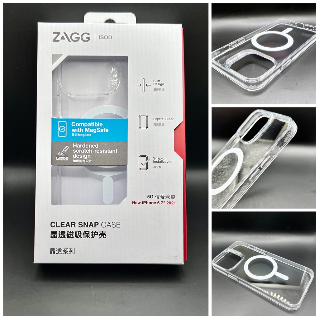 Ốp lưng hỗ trợ sạc không dây trong suốt chống sốc ZAGG dành cho iphone 13
