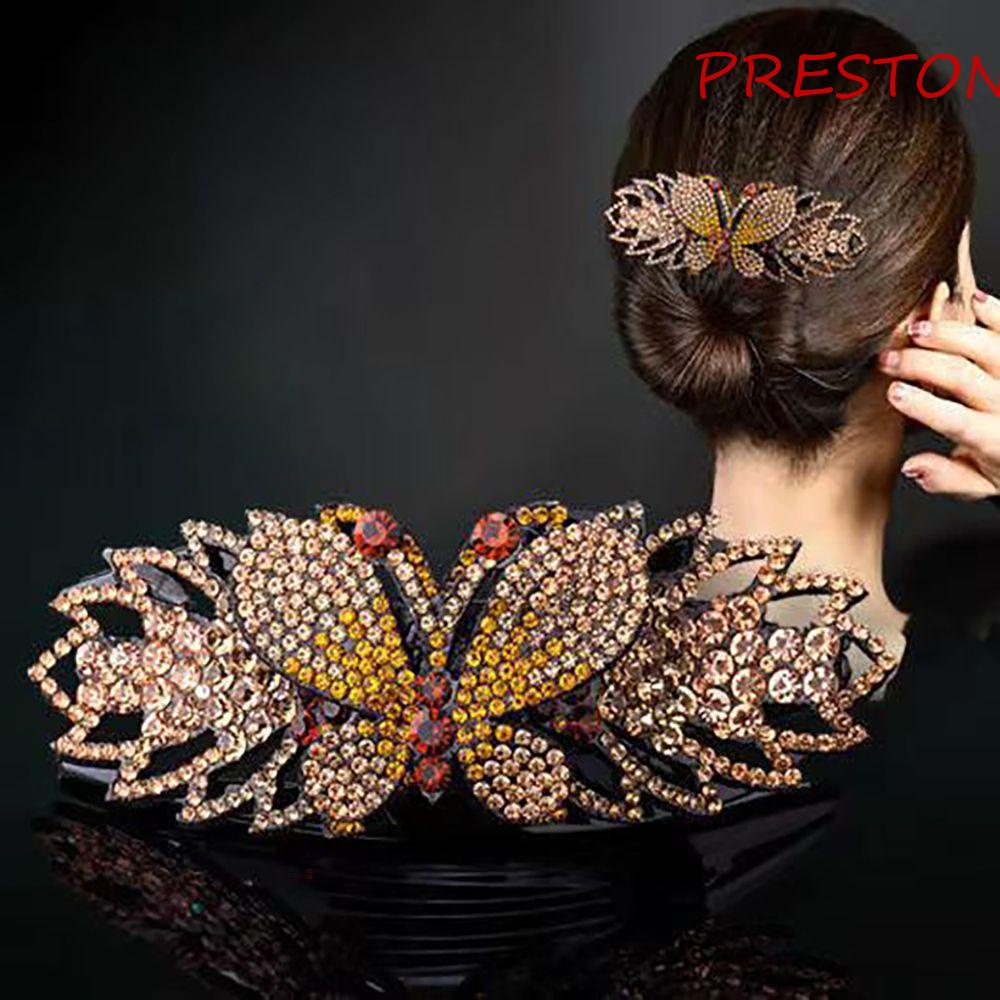 Kẹp Tóc Đuôi Ngựa Hình Bướm Đính Kim Cương Giả Kiểu Vintage Đơn Giản Cho Nữ Giá Đỡ