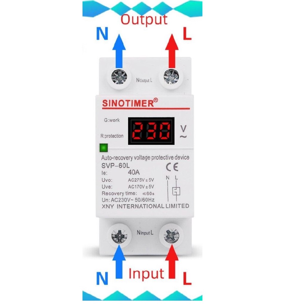 Relay - rơ le bảo vệ điện áp, mới 100%, bảo vệ chống quá áp, mất pha, bảo vệ điện áp, đứt trung tính 1 pha 40A - SVP-60L