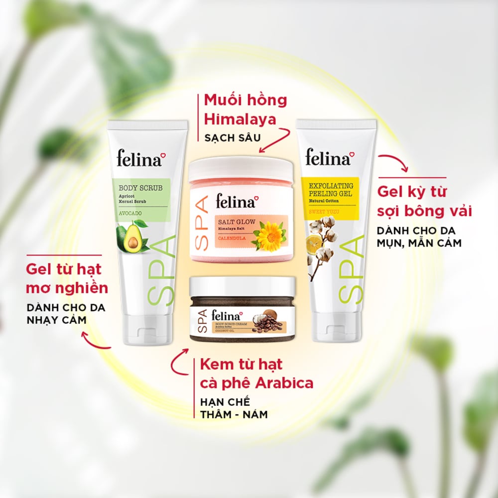 Muối tắm tẩy tế bào chết body Felina Home Spa 500g từ hạt muối hồng Himalay tinh khiết - Da sáng mịn rạng rỡ