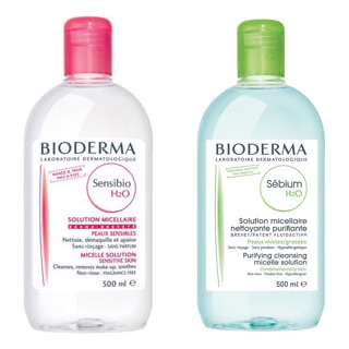 Tẩy trang Bioderma H2O 500ml xanh và hồng
