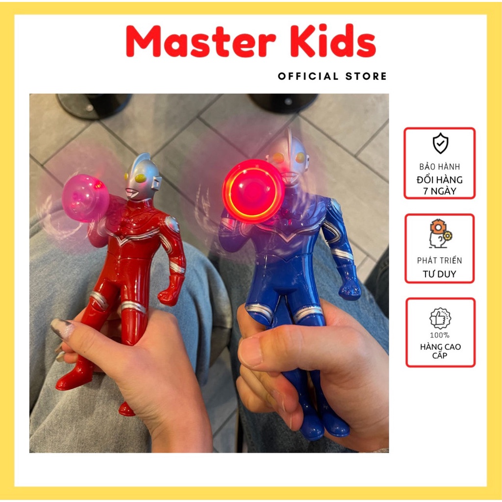 Đồ chơi quạt cầm tay hình siêu nhân, người nhện Ultra man cho bé có đèn sáng Master Kids
