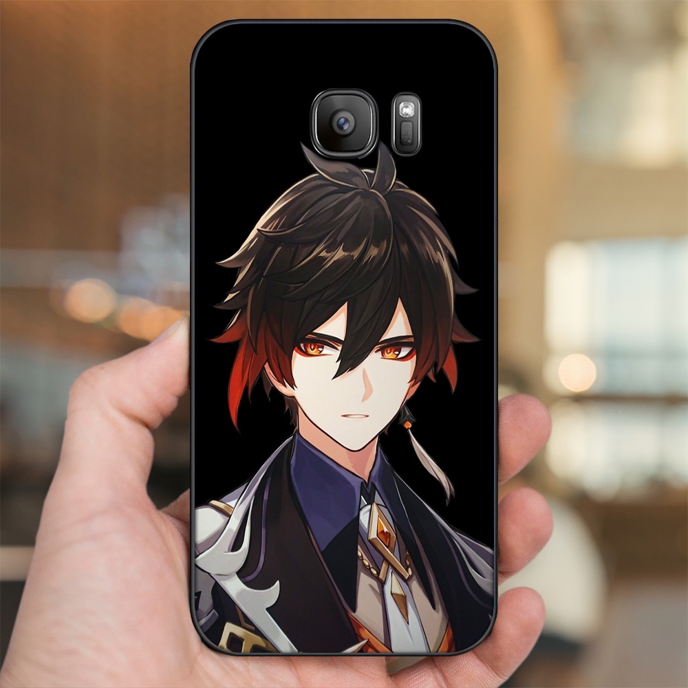 Ốp lưng Samsung S6, S6 Edge, S6 Edge Plus, S7, S7 Edge viền đen in hình Zhongli Genshin Impact
