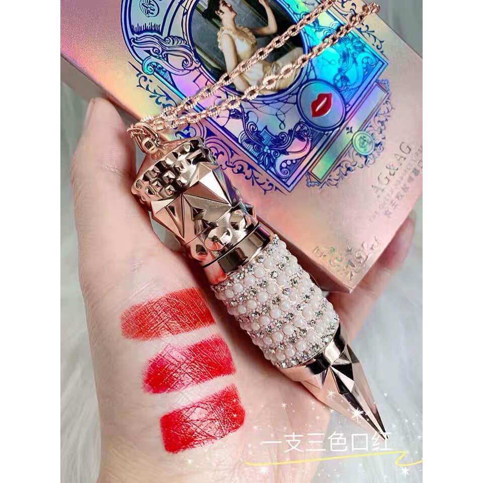 AGAG 3 in 1 Queen's Scepter Tricolor Matte Lipstick Son môi mờ Lasting Moisturizing Moisturize Waterproof Lip Glos | BigBuy360 - bigbuy360.vn