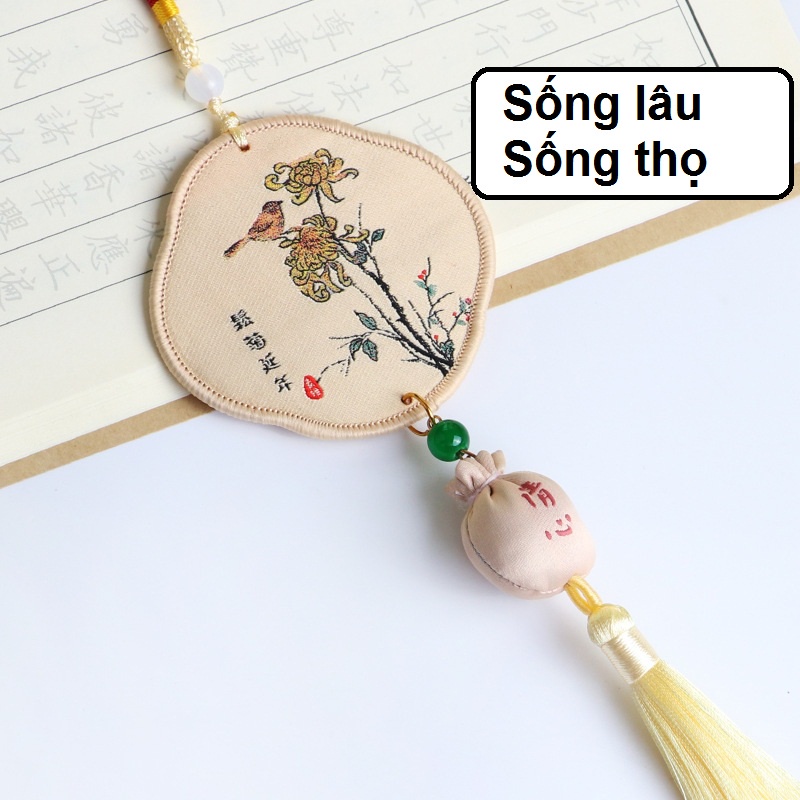 Túi Hương Bình An Cầu Phúc Thêu Họa Tiết Cổ Trang Tua rua