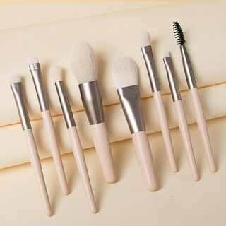 New 8 Mini Makeup Brushes, Matte Wooden Handle, Portable Soft Hair Makeup Shabu Set Beauty Tools