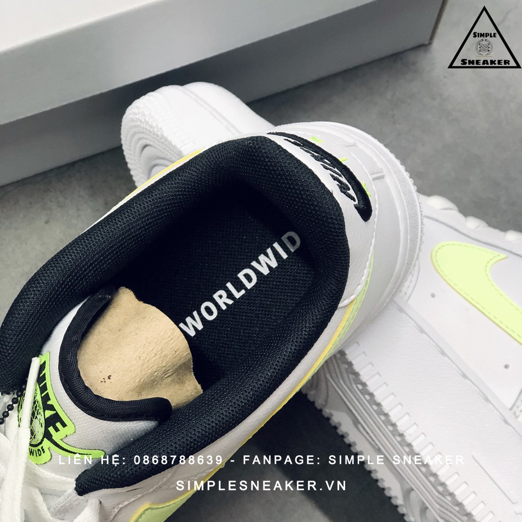 Giày Air Force 1 FREESHIP Air Force 1 Auth - Giày Nike AF1 Worldwide White Volt Chính Hãng Chuẩn Auth- Simple Sneaker