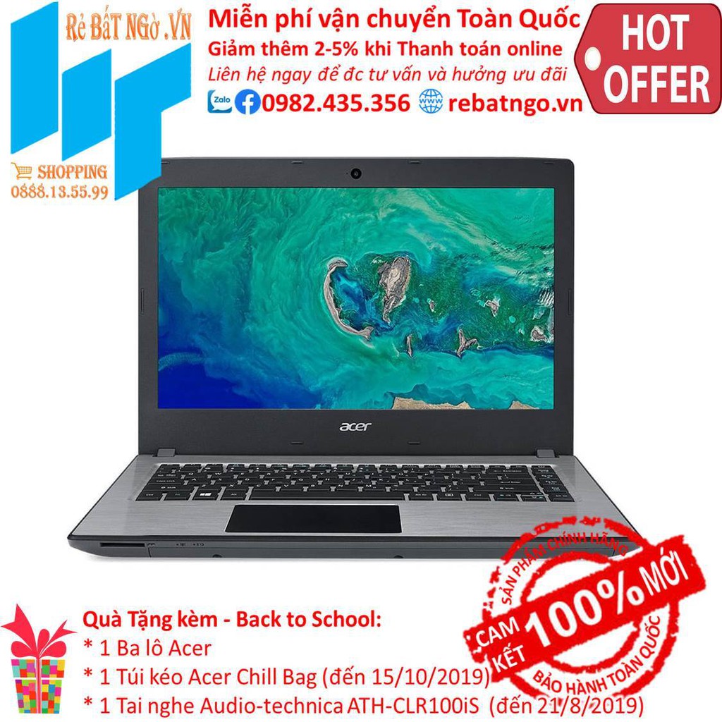 Laptop Acer Aspire E5-476-399X NX.GWTSV.008 14 inch HD_i3-8130U_4GB_1TB HDD_UHD 620_Win10_1.8 kg