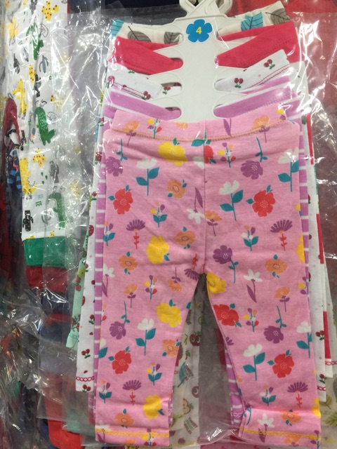 Set 2 Quần Legging Bé Gái Thun Cotton Mềm Mát Co Giãn Họa Tiết Xinh Xắn Cho Bé