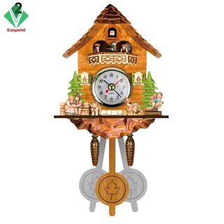 Đồng Hồ Treo Tường Quả Lắc Bằng Gỗ Ngôi nhà nhỏ OK3000