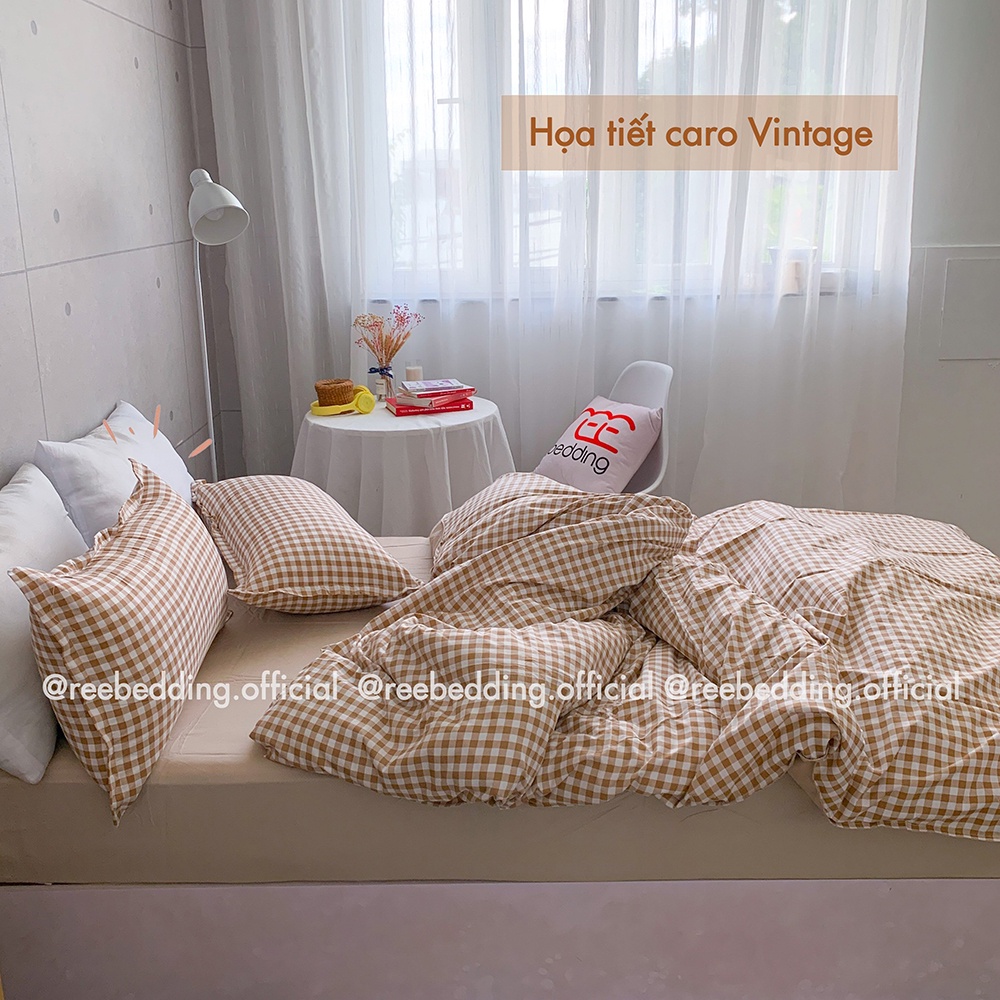 Bộ chăn ga và vỏ gối Poly cotton REE Bedding sọc caro nhiều màu