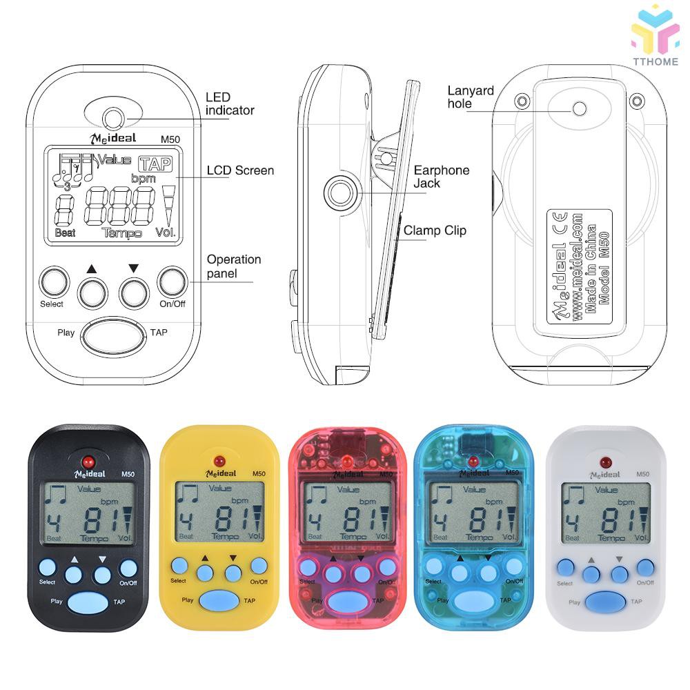 Máy đo nhịp điệu kỹ thuật số có kẹp chuyên nghiệp màn hình LCD trọng lượng nhẹ kích thước nhỏ cho đàn Violin Guitar