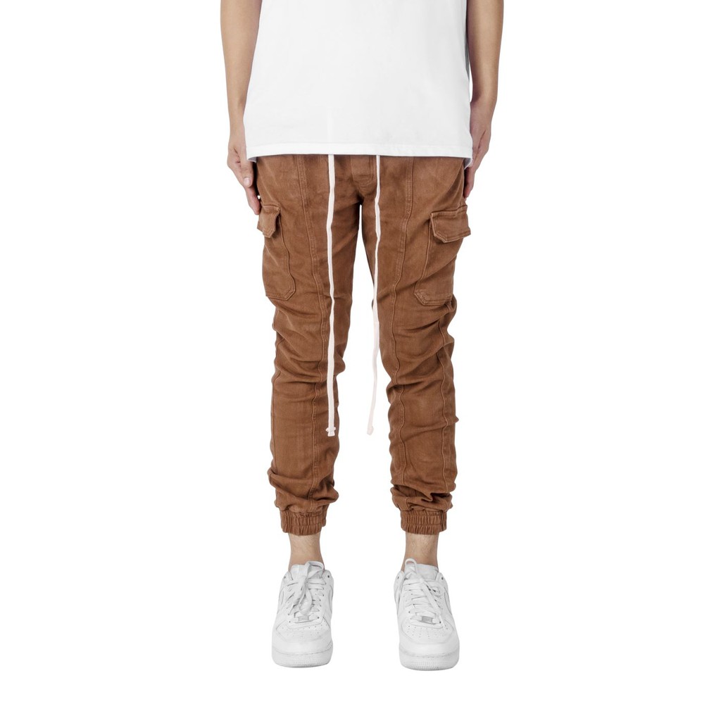 Quần jogger nam cargo streetwear cao cấp FNOS JGK3 màu nâu túi hộp chất kaki co giãn
