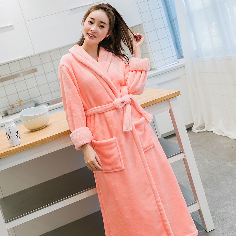 Áo Choàng Tắm Bằng Vải Nỉ Dáng Rộng Dày Dặn Giữ Ấm Cho Nữ