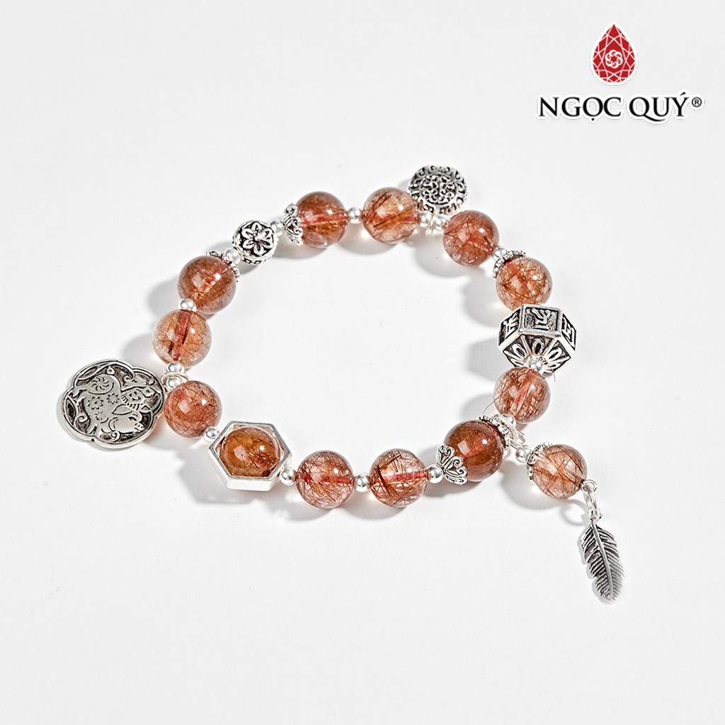 Vòng tay TA tóc đỏ phối charm heo bạc - Ngọc Quý