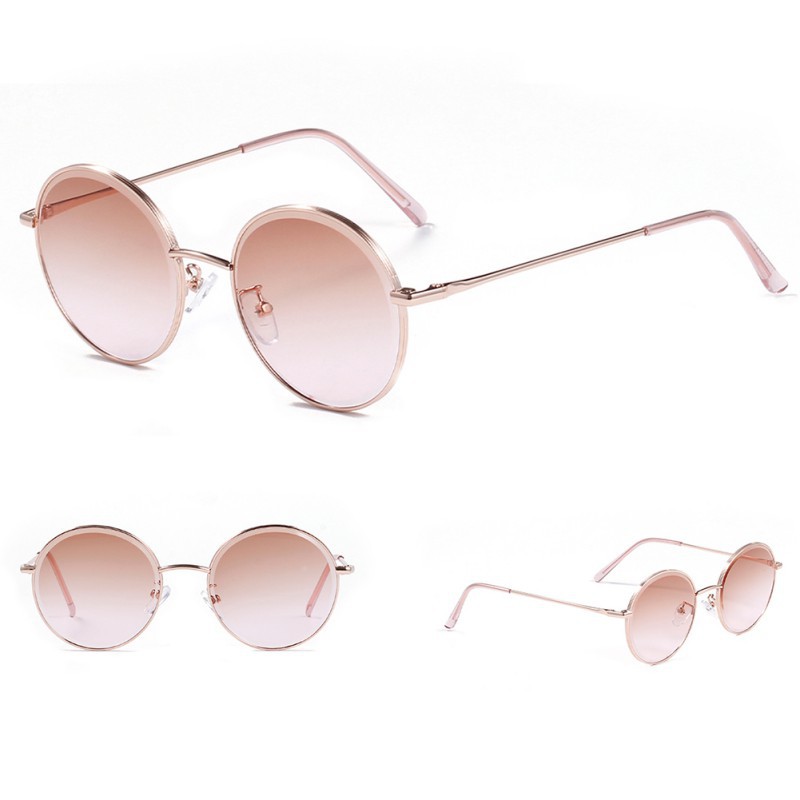 Kính Mát Gọng Kim Loại Tròn Chống Tia Uv Phong Cách Retro