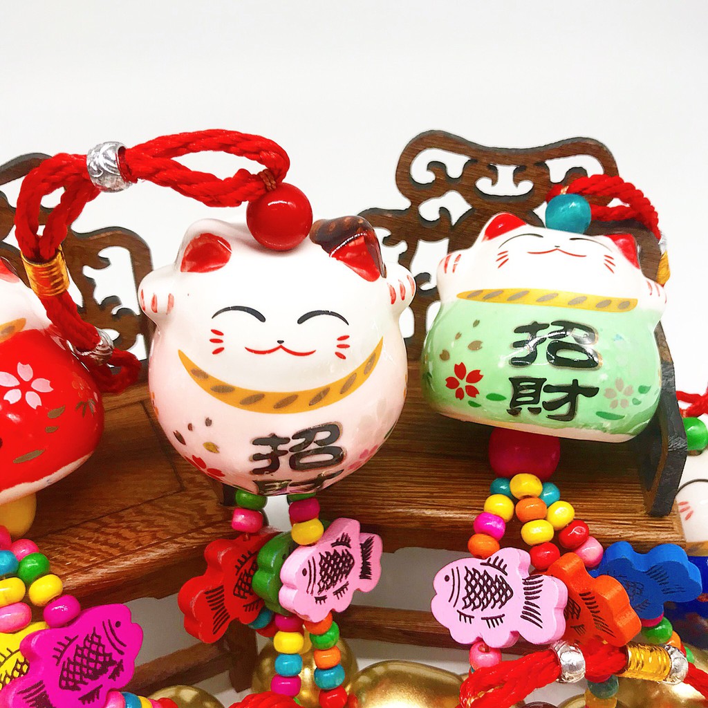 Chuông gió mèo sứ phong thủy tài lộc trang trí nhà cửa | BigBuy360 - bigbuy360.vn