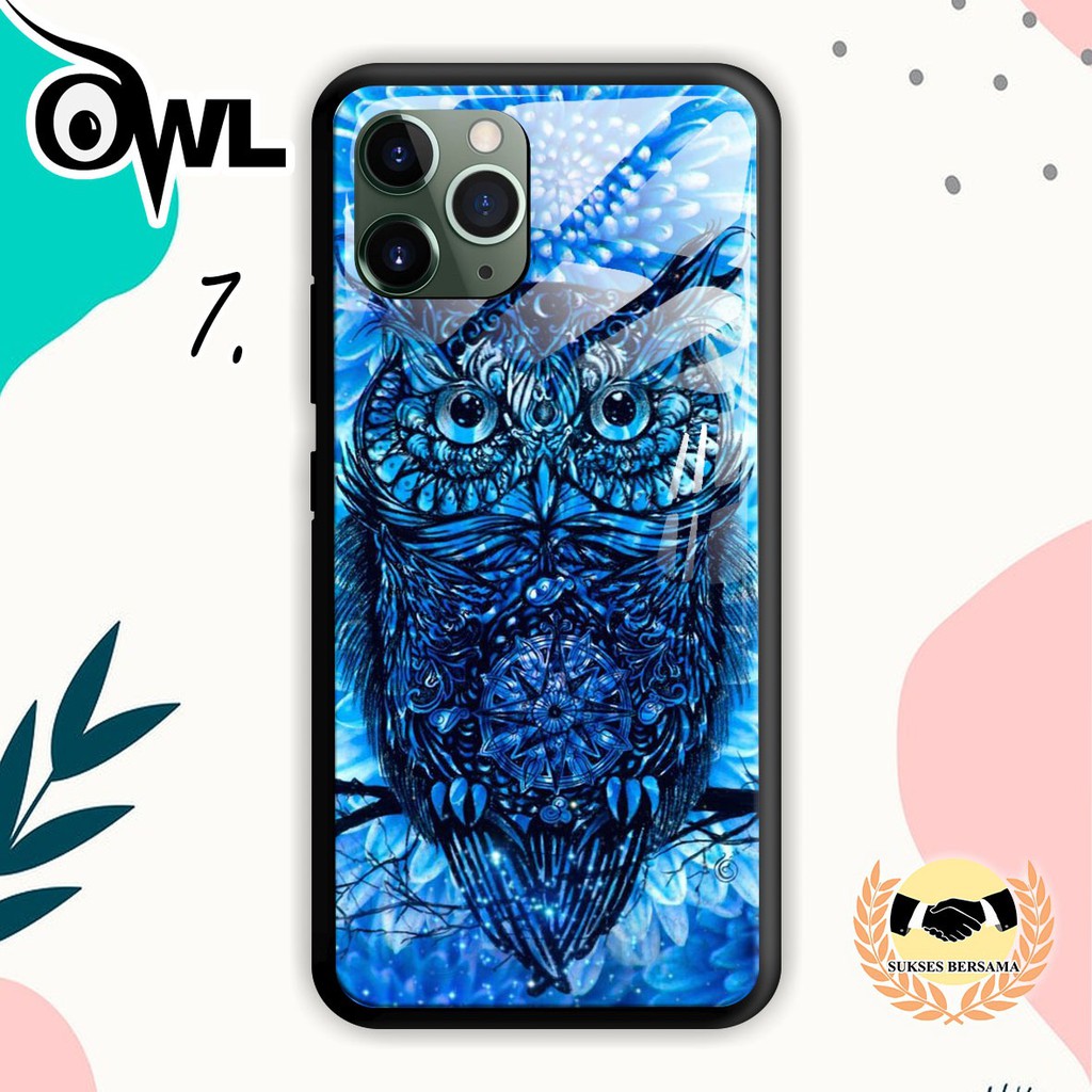 Ốp điện thoại mặt kính họa tiết OWL cho SAMSUNG A12 A6 Plus A7 2018 A10S A10 A20S A01 M01 A2 CORE BSB323232