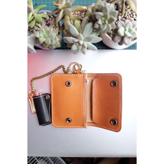 VÍ DA BÒ MINI DÁNG GẬP DA BÒ 100%