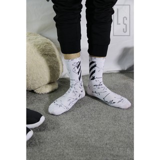 Tất OFF WHITE tia điện cổ cao