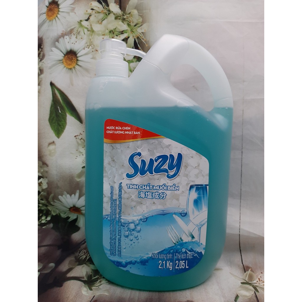 (MUA 1 TẶNG 1) Nước rửa chén Suzy can 2,1kg có vòi nhấn - Công nghệ Nhật Bản