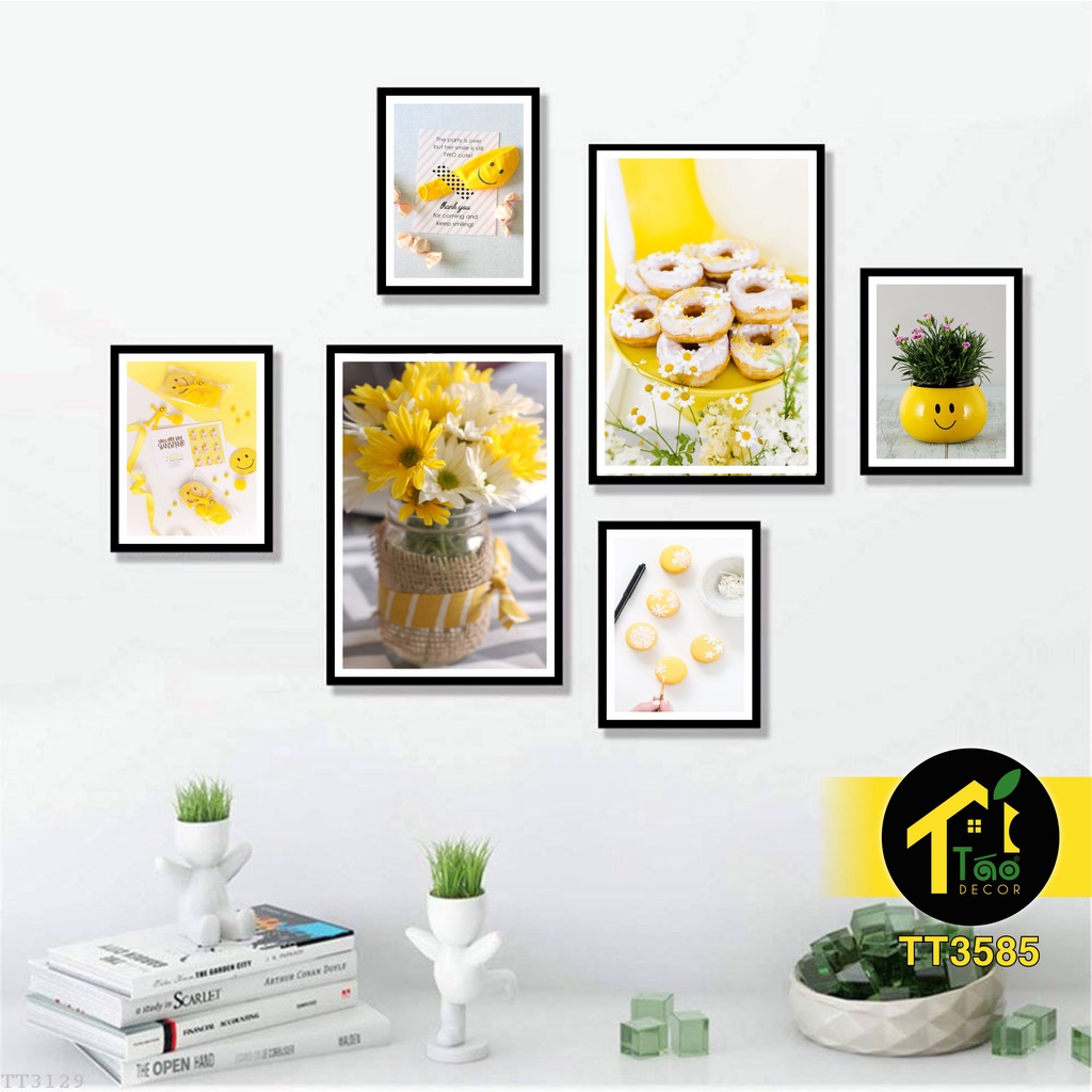 16 Combo tranh treo tường, có khung gỗ, kèm phụ kiện, khổ Đại, decor, tranh dán phòng, canvas, Táo Decor