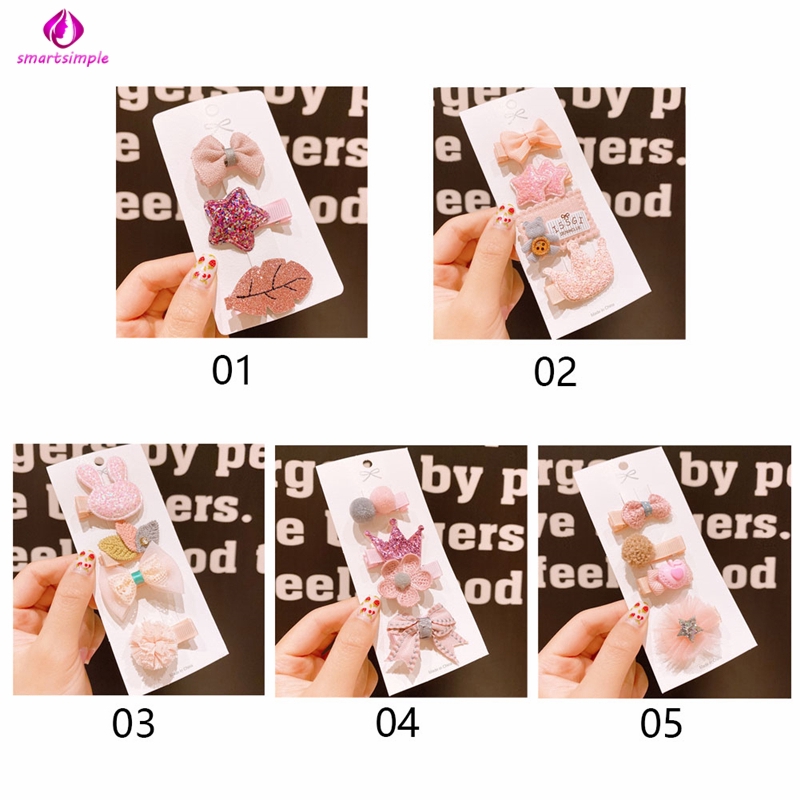 Bộ 4 / 3 Kẹp Tóc Xinh Xắn Thời Trang Cho Bé Gái